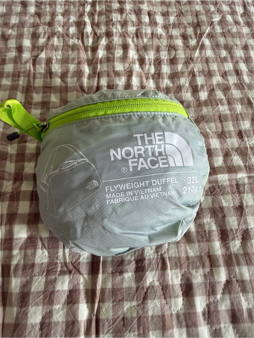 The North Face Flyweight Duffel - Light Gray with Lime Zipper